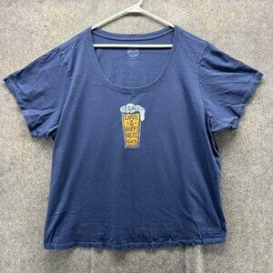Life Is Good Crusher Shirt Tee Womens 3XL Blue Peace Love & Hoppiness Beer
